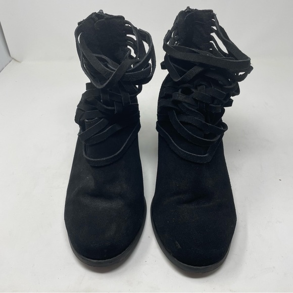 Torrid Ankle Booties Strappy detail Stacked 3” Heels Side Zip Black sz 10 - Picture 4 of 12